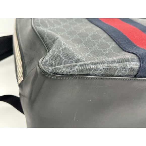 Gucci GG Supreme Black/Grey Coated Canvas Vintage Web Backpack - Picture 7 of 16